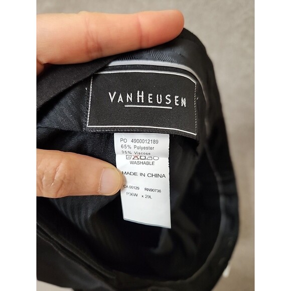 Van Heusen Dress Pants Mens 36x29 Charcoal Gray Pleated Cuffed NEW - Picture 9 of 10